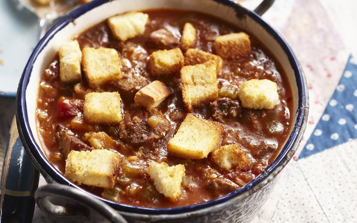 A bowl of food with stew